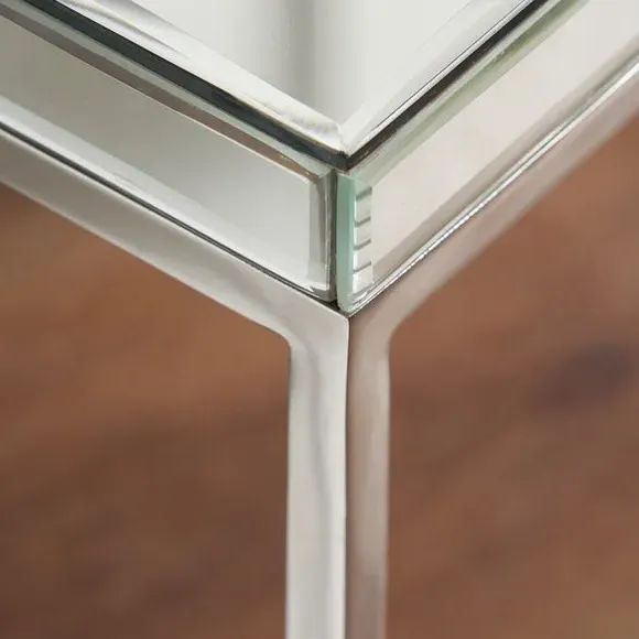 Square Coffee Table - Silver, Mirrored Glass