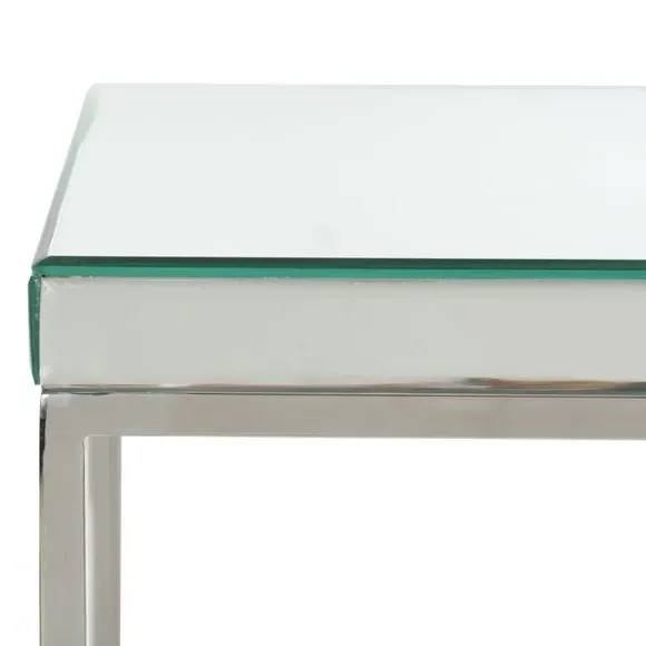 Square Coffee Table - Silver, Mirrored Glass