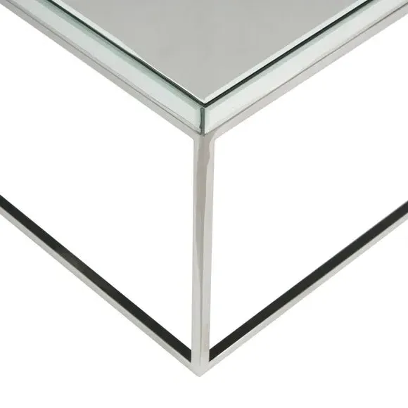 Square Coffee Table - Silver, Mirrored Glass