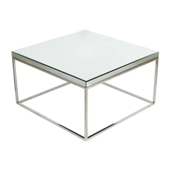 Square Coffee Table - Silver, Mirrored Glass