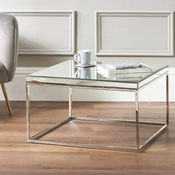 Square Coffee Table - Silver, Mirrored Glass image