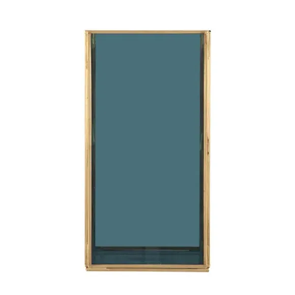 Square Hurricane Candle Holder - Brass, Glass