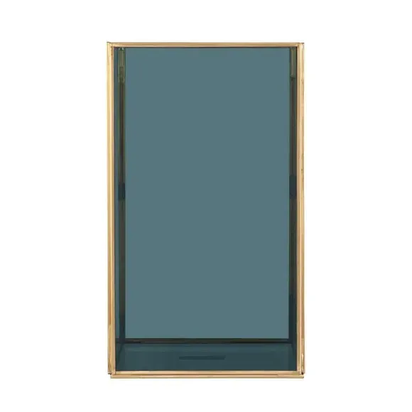 Square Hurricane Candle Holder - Brass, Glass