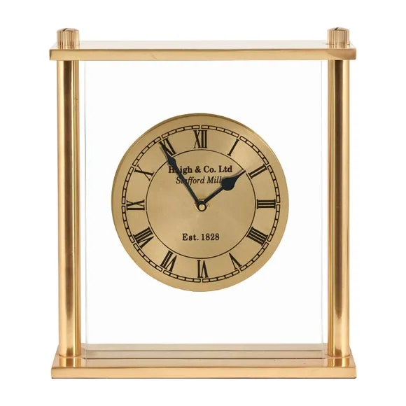 Square Mantel Clock - Gold, Transparent