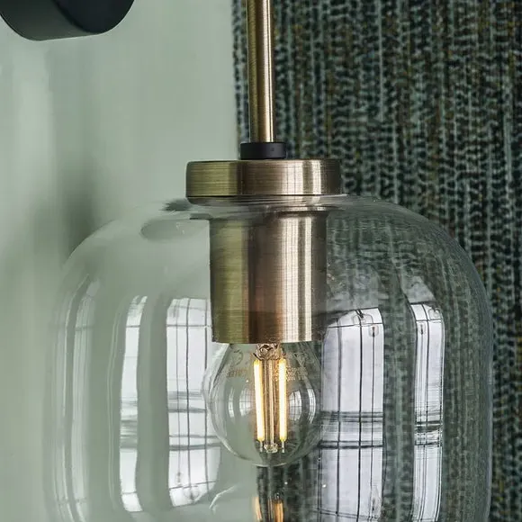 Square Oval Wall Light - Black, Metal & Glass