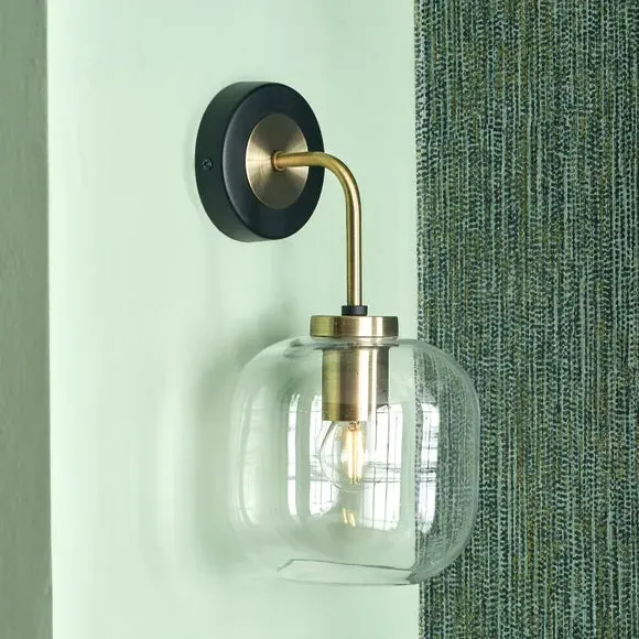 Square Oval Wall Light - Black, Metal & Glass