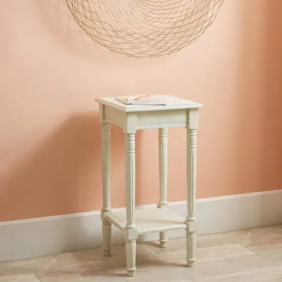 Square Side Table with Shelf - White, Pine image