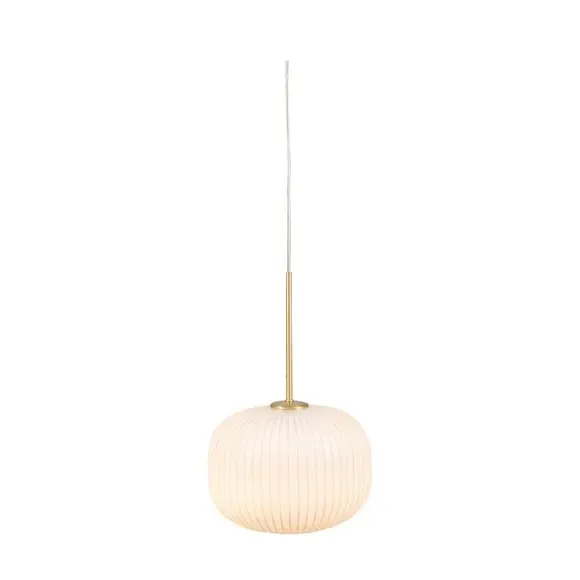 Squoval Pendant Light Ribbed - White, Glass