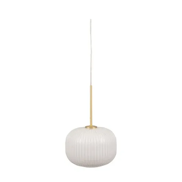 Squoval Pendant Light Ribbed - White, Glass