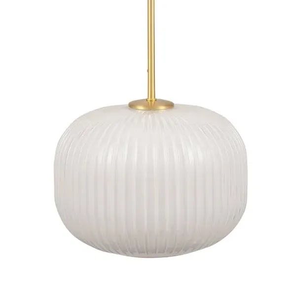 Squoval Pendant Light Ribbed - White, Glass
