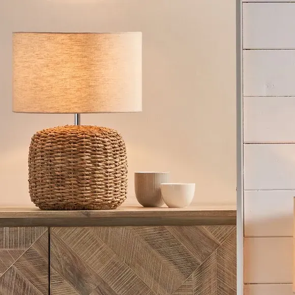 Squoval Table Lamp with Shade - Natural, Jute