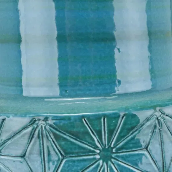 Starburst Etch Vase - Aquamarine, Stoneware