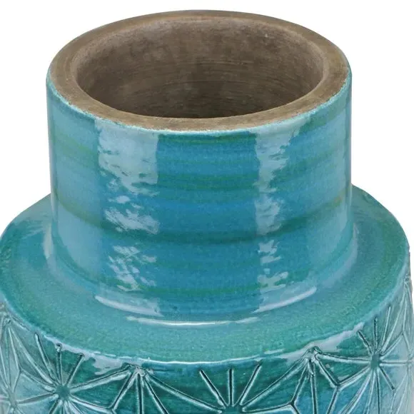 Starburst Etch Vase - Aquamarine, Stoneware