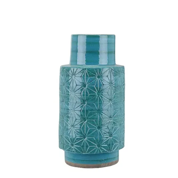 Starburst Etch Vase - Aquamarine, Stoneware