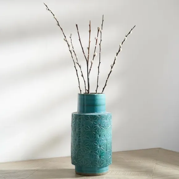 Starburst Etch Vase - Aquamarine, Stoneware image