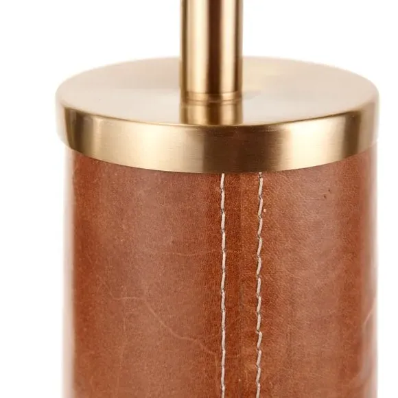 Table Lamp with Drum Shade - Tan, Leather