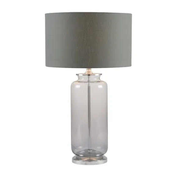 Table Lamp with Fabric Shade - Silver, Glass