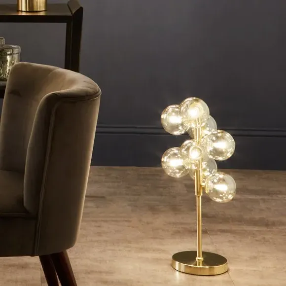 Table Lamp with Glass Orbs - Gold, Metal