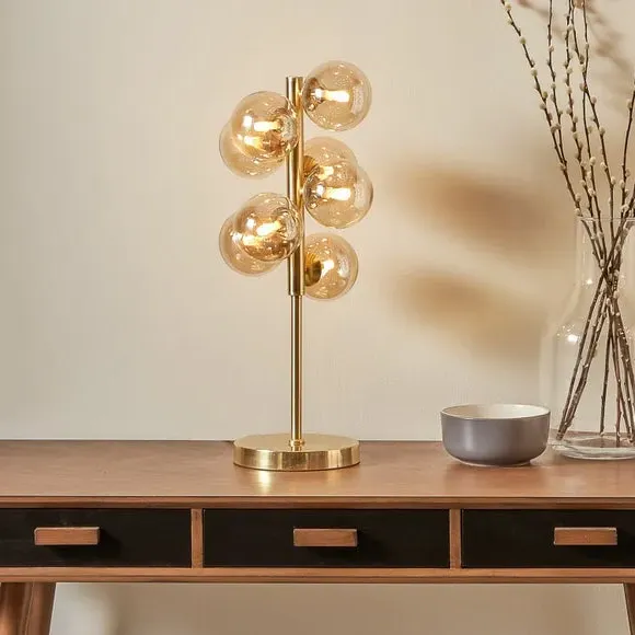 Table Lamp with Glass Orbs - Gold, Metal image
