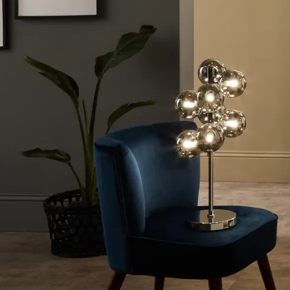 Table Lamp with Glass Orbs - Silver, Metal