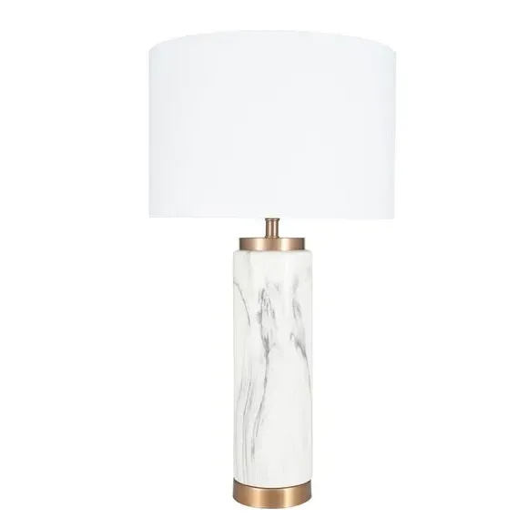 Table Lamp with Gold Trim - Marble Effect