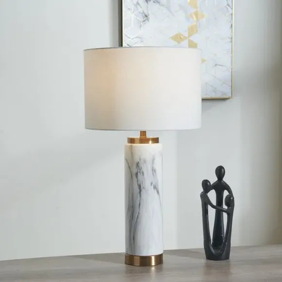 Table Lamp with Gold Trim - Marble Effect image