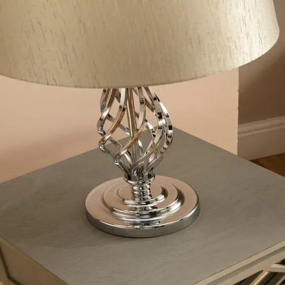 Table Lamp with Helix Column - Silver, Metal