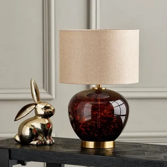 Table Lamp with Inline Switch - Taupe, Glass image