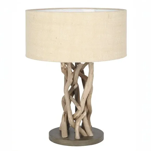 Table Lamp with Jute Shade - Beige, Driftwood