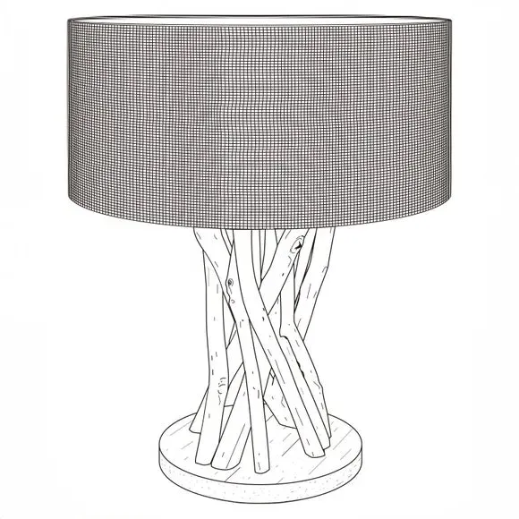 Table Lamp with Jute Shade - Beige, Driftwood