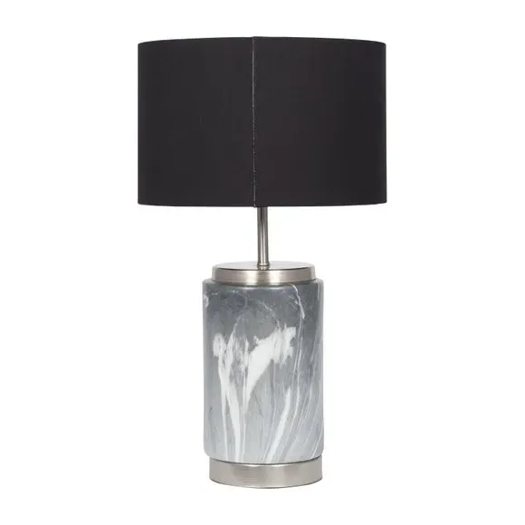 Table Lamp with Metal Detail - Grey, Marble