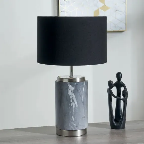 Table Lamp with Metal Detail - Grey, Marble image