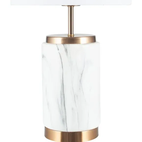 Table Lamp with Metal Detail - White, Marble