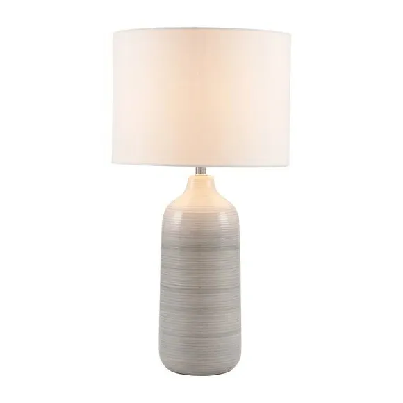 Table Lamp with Ribbed Design - Grey, Ceramic