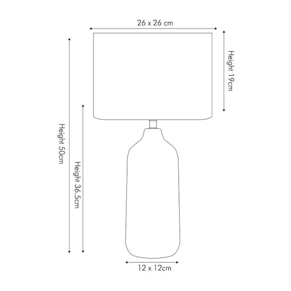 Table Lamp with Ribbed Design - Grey, Ceramic