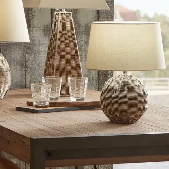Table Lamp with Tapered Shade - Natural, Rattan image