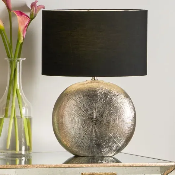Tablet Table Lamp with Fabric Shade - Silver