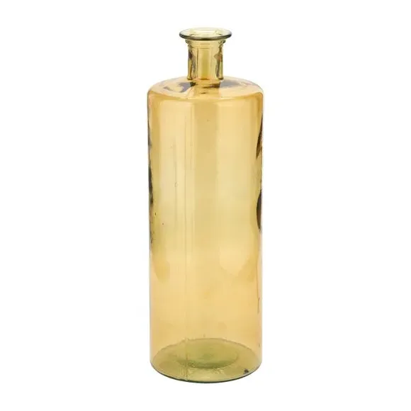 Tall Bottle Vase - Amber, Recycled Glass