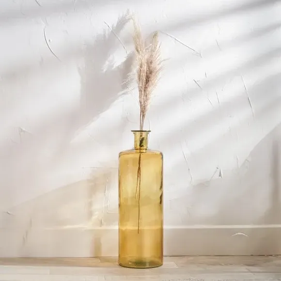 Tall Bottle Vase - Amber, Recycled Glass image