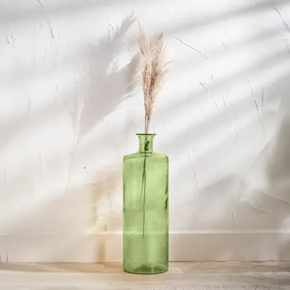 Tall Bottle Vase - Forest, Recycled Glass