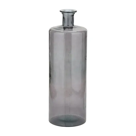 Tall Bottle Vase - Grey, Recycled Glass
