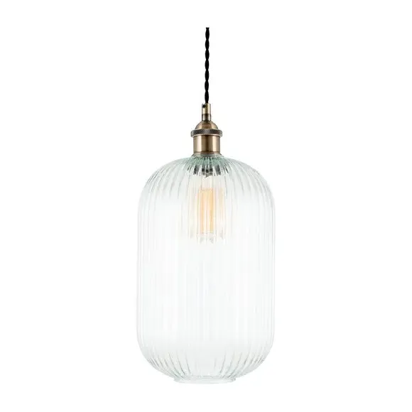 Tall Pendant Light Ribbed - Clear, Glass