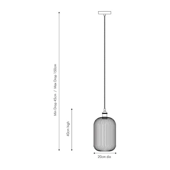 Tall Pendant Light Ribbed - Clear, Glass