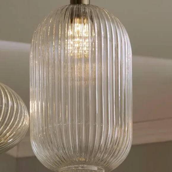 Tall Pendant Light Ribbed - Clear, Glass image
