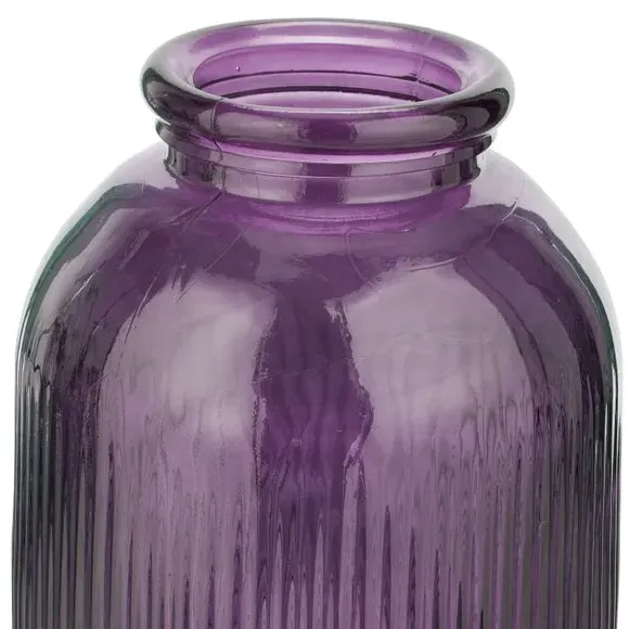 Tall Ribbed Glass Vase - Lilac, Recycled Glass