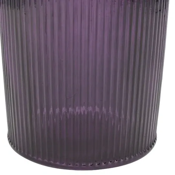 Tall Ribbed Glass Vase - Lilac, Recycled Glass