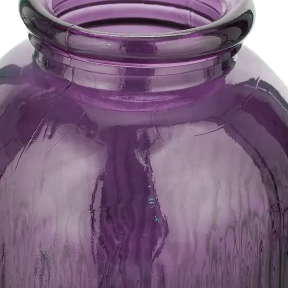 Tall Ribbed Glass Vase - Lilac, Recycled Glass