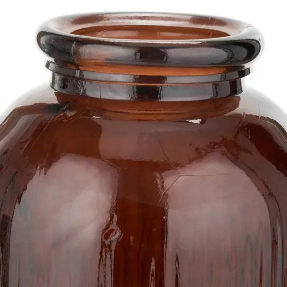 Tall Ribbed Glass Vase - Pecan, Recycled Glass