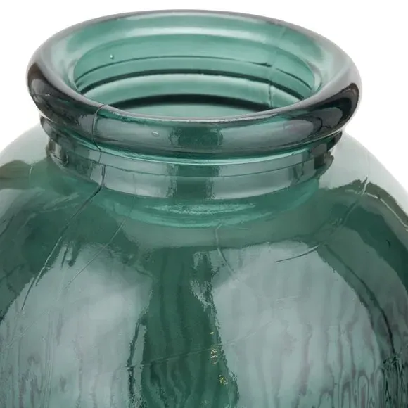 Tall Ribbed Glass Vase - Sea Green, Recycled Glass