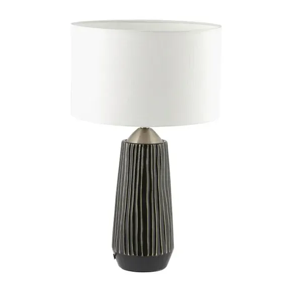 Tall Table Lamp with Fabric Shade - Black, Ceramic